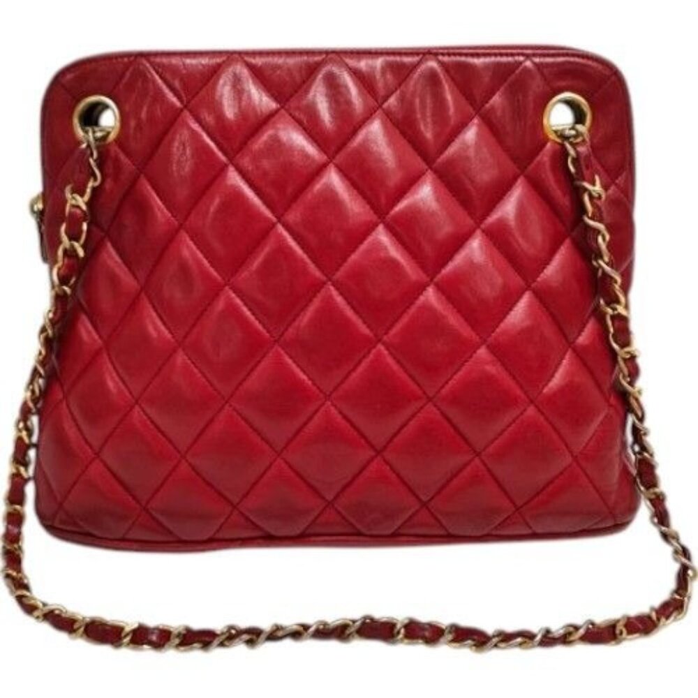 819672BM (X6) Chanel Shoulder Bag Matelasse Red Lamb Skin